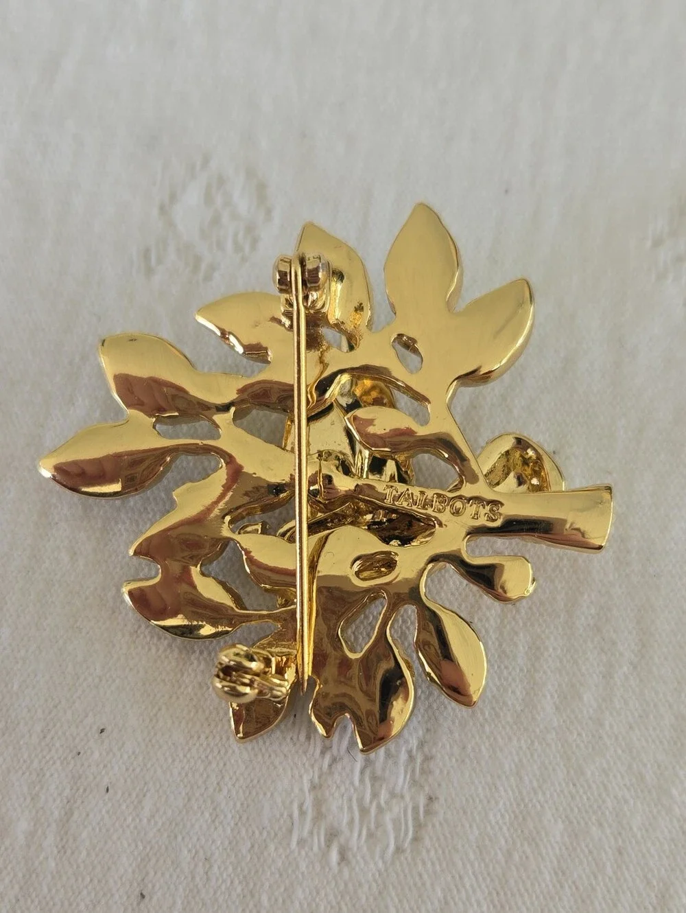 Talbots Gold and Green Crystal Dove Brooch